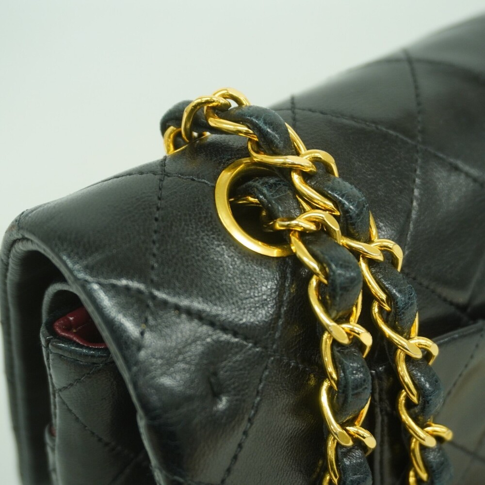Chanel Matelass√© Shoulder Bag, Double Flap, Chain, Lambskin, Black, Women's - Picture 8 of 11